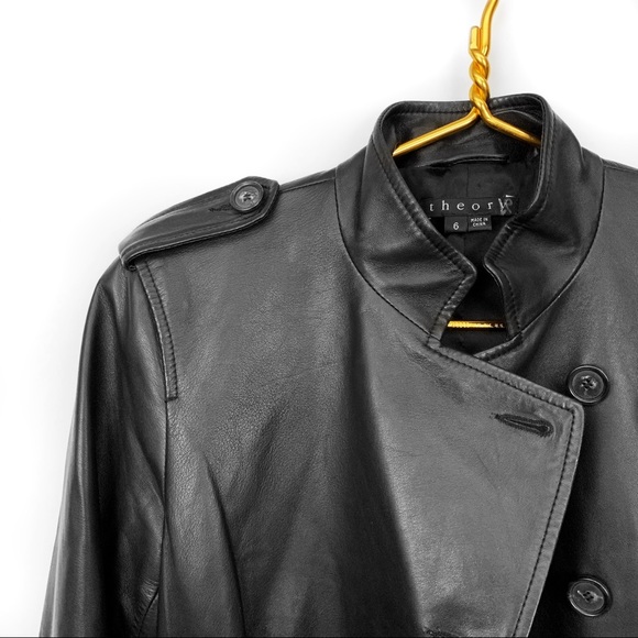 Theory leather black military style jacket - Picture 3 of 5